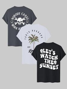 Men's Letter Print Round Neck Tee, Casual Short Sleeve Crew Neck T-shirt for Summer, Fashion Men's Top for Daily Wear