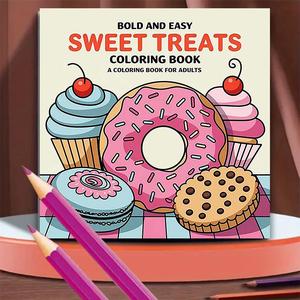 Food Themed Coloring Book, 1 Count 20 Pages Soft Cover Coloring Book, Perfect Seasonal Gift for Friends, Colleagues, and Family, School Gift