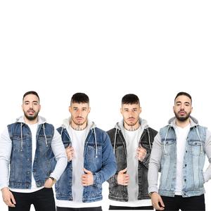 NOROZE Mens Trucker Washed Denim Hooded Jacket Menswear Sherpa Fleece Western Style Casual Classic Jeans Jackets Coat UK Sizes S-XXL Layer Streetwear