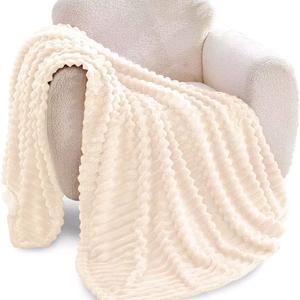 Super Soft Faux Fur Ribbed Fleece Throw Blanket – Winter Warm Double/King Size, Ideal for Bed, Sofa, or Chair couch