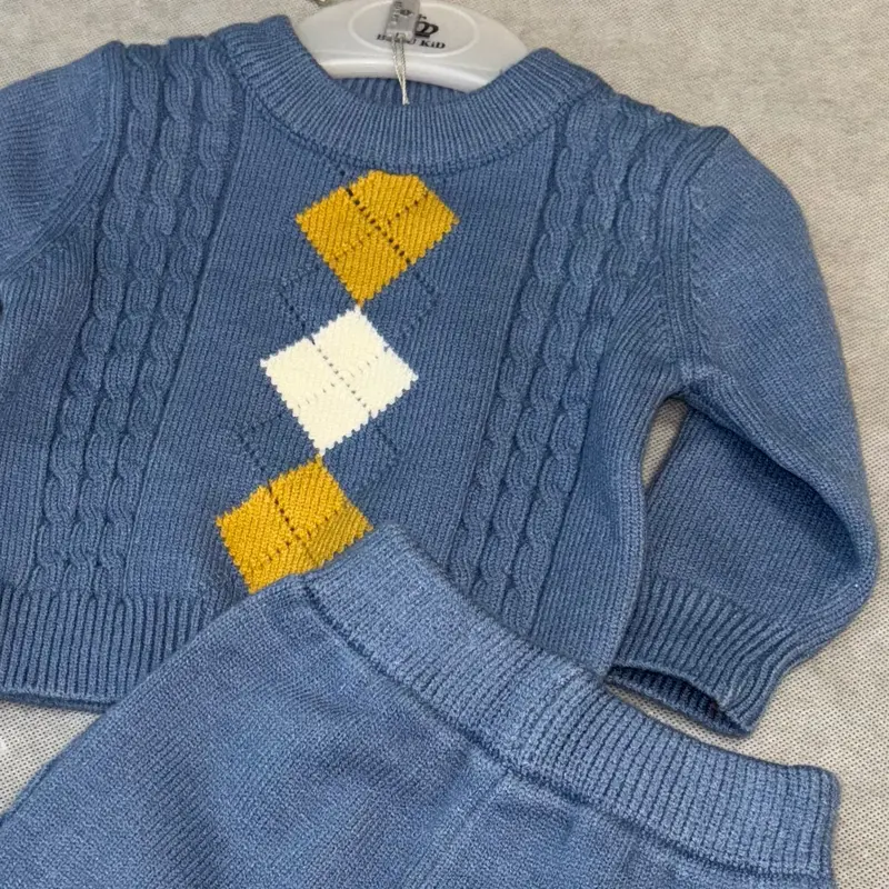 Beau Kid Baby Boys Knitted Set in Blue 3-6M - Soft Material Winter Outfit for Kids Clothes 1