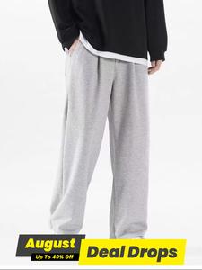 Men's Solid Drawstring Waist Sweatpants, Casual Comfy Loose Fit Pants for Daily Wear, Men's Trousers for All Seasons, Work Trousers, Menswear, Sportswear Clothing, Gym Bottoms