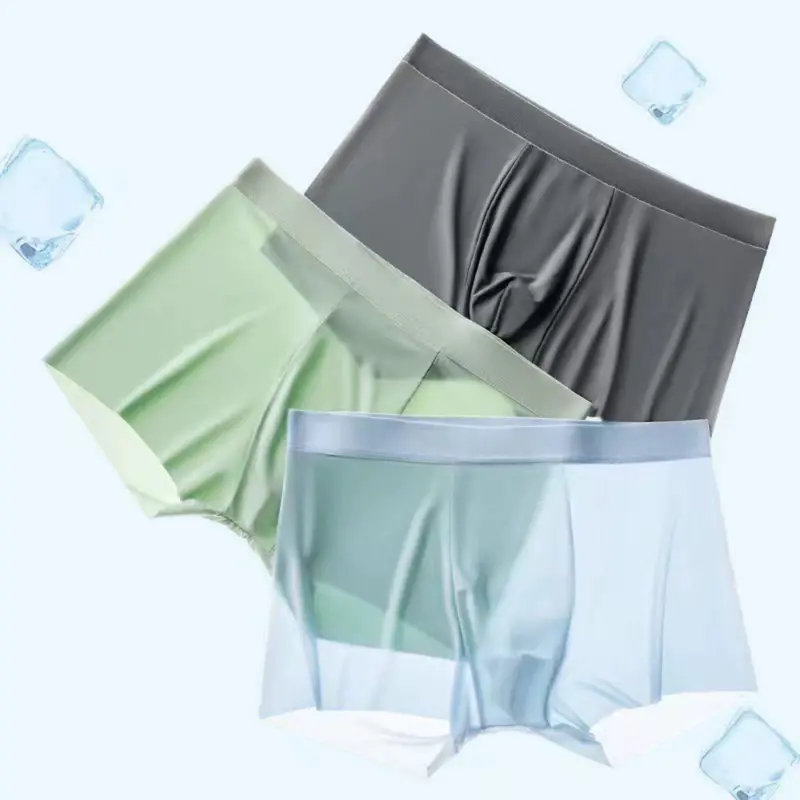 Plus Size Men Boxser Underpants Silk Underwear Boyshorts Breathbale Shorts Fit Non Marking Panties Fashion Men Boxer Briefs New 0