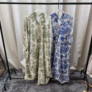 Printed Kaftan FBS 270 - Green and Blue Patterned Clothing Item