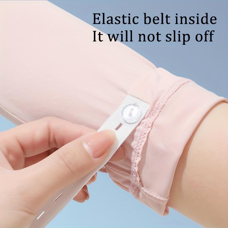 Solid Color Long Style Sun Protection Gloves, Minimalist Style Hollow Out Gloves, Summer Sun Protection Sports Gloves, Women's Breathable Ice Silk Sleeves 1