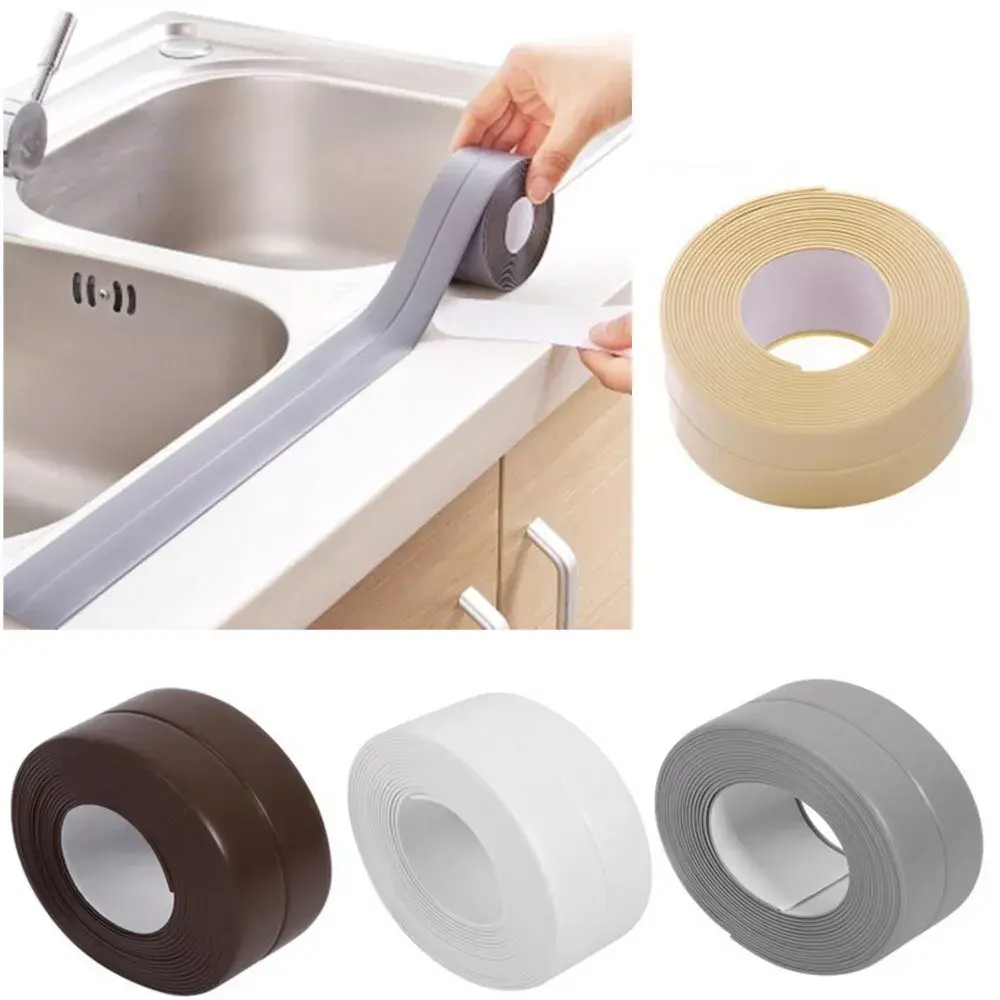 Bath Kitchen Caulk Tape Sealant Strip PVC Self Adhesive Toilet Wall Sealing Tape