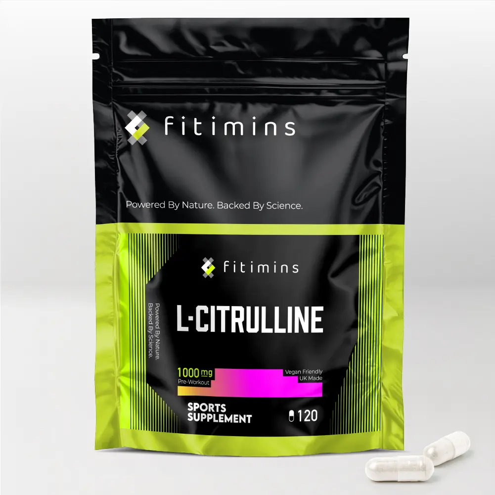 Fitimins L-Citrulline 1000mg Capsules - Performance & Body energy  Supplements - 60 & 120 Pcs - Made in UK 1-2 Months supply Edible Dietary Fitness Healthcare Amino Muscle Optimum Acid