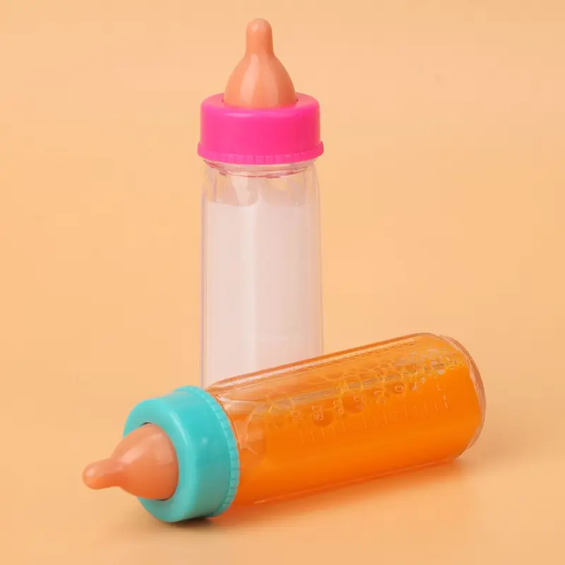 18inch Doll Magic Milk Juice Bottles with Pacifier Bibs fit Newborn Dolls Plastic Nipple Bottle Dollhouse Toys Reborn 1