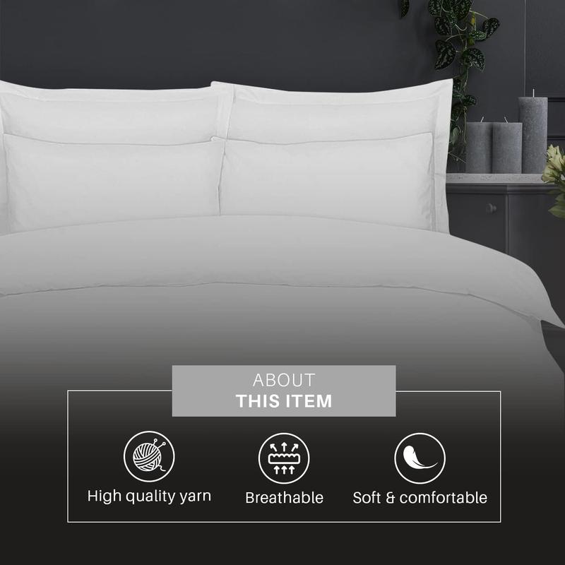 Luxury 100% Egyptian Cotton Duvet Quilt Cover Bedding Sets, Hotel Quality 200 Thread Count Duvet Set with Pillowcases, Super Soft Non-Iron Easy-care Long Staple with Button Closure Machine Washable Duvet Cover Set Single Double King Super King Sizes 6