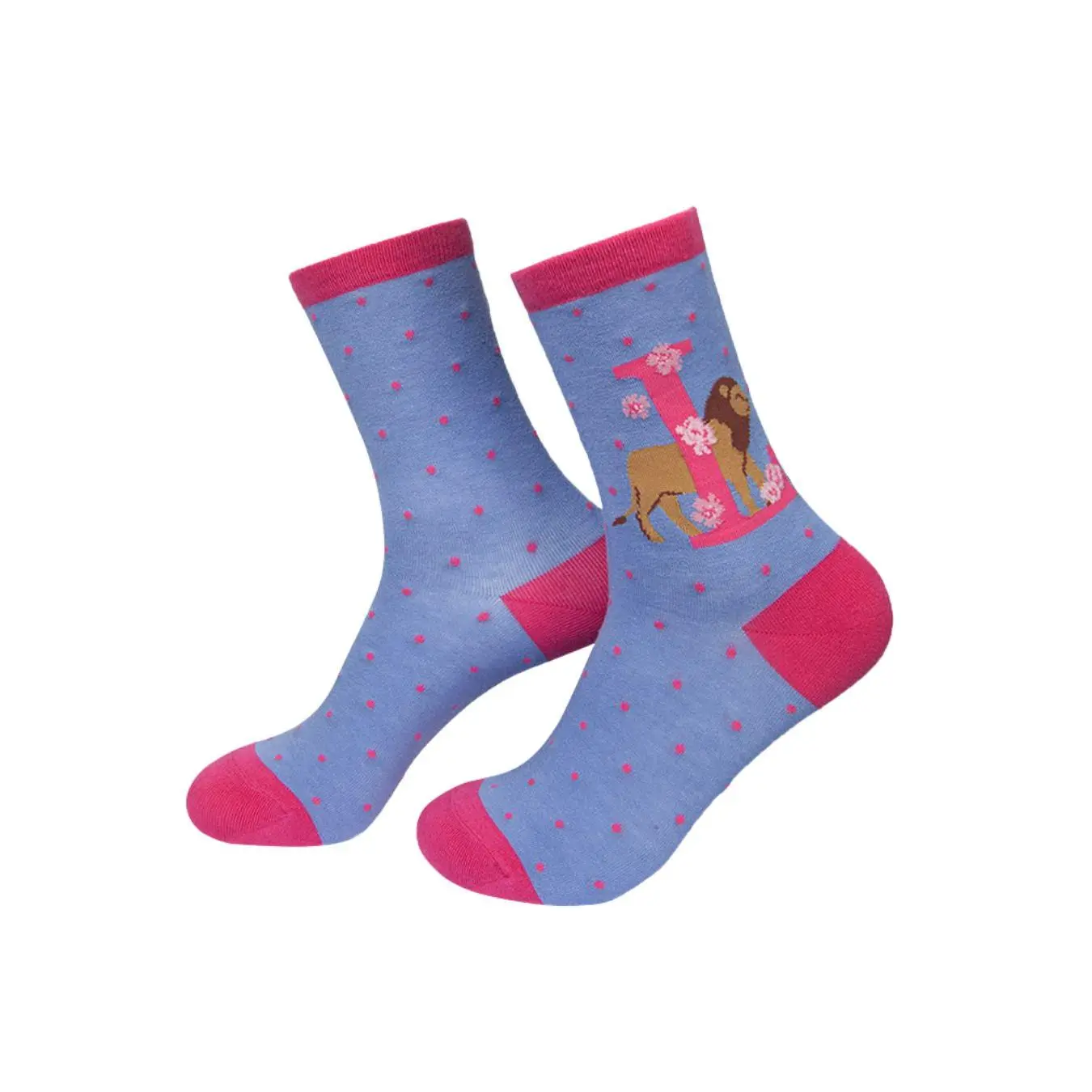 Womens Bamboo Alphabet Socks Initial L Novelty Floral Animal Ankle Socks