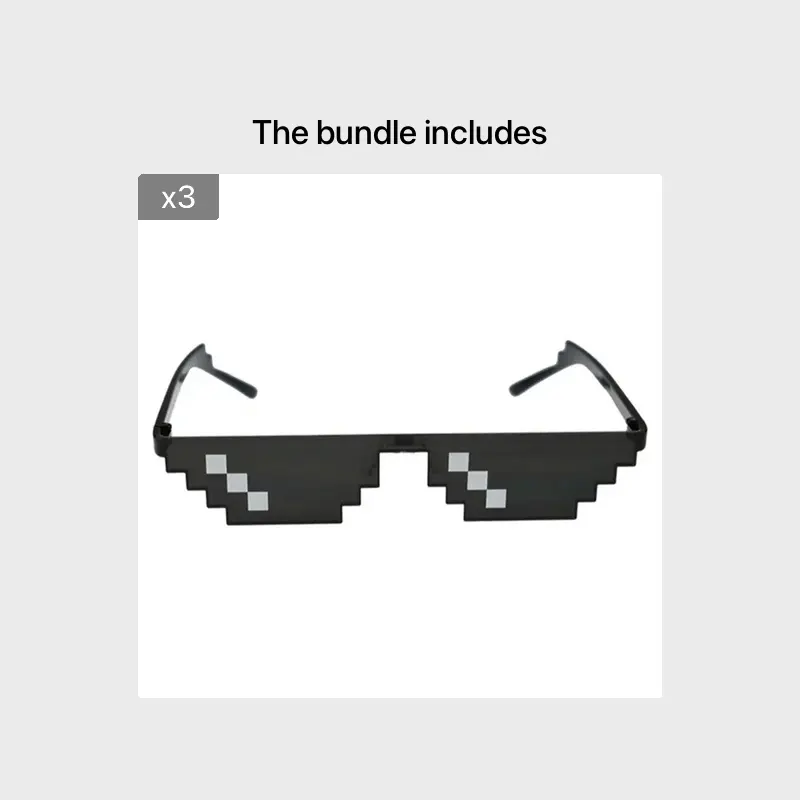 Mosaic Two-dimensional Pixel Thin Rimless Irregular Black Frame Fashion Glasses For Decoration 4