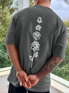 Men's Regular Fit Floral Print Round Neck Tee, Casual Short Sleeve Crewneck T-Shirt for Summer, Fashion Men's Top for Daily Wear