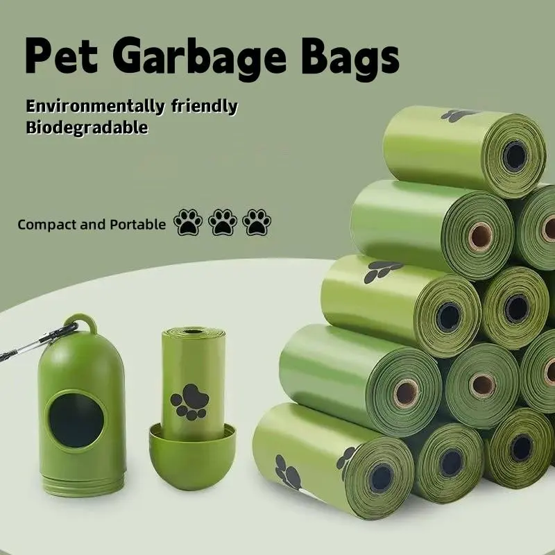 New Pet Biodegradable Trash Bag Dog Poop Bags Bulk Biobase Scented Poo Bag Degradable Cat Waste Bags Dog Poop Dispenser Gifts 1