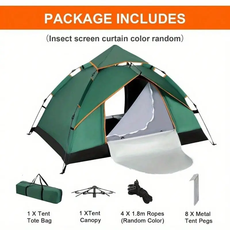 Camping Tent Automatic Dome Tent For 2-3 Person Waterproof And Windproof With Double Layers And Removable Tarpaulin For Camping In The Garden Lightweight Camping 3
