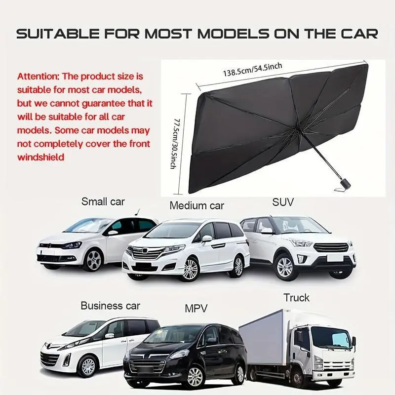 Portable Car Windshield Sunshade, Foldable Windshield Sun Umbrella, Car Exterior Accessories, Car Windshield Cooling Umbrella for Daily 2