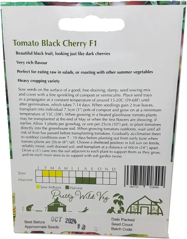 Tomato Black Cherry Seeds – High-Yield Variety with Rich Flavour – Pictorial Packet from UK Seller 1