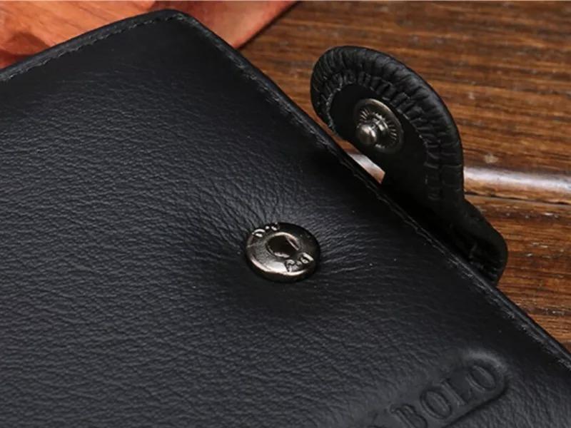 Men's RFID Blocking Genuine Leather Wallet with Snap Button leather wallet 7