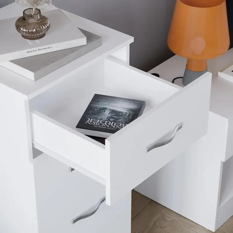 5 Drawer Narrow Chest Tall Bedroom Storage Unit Sliding Drawers Bedroom Furniture (White) 4