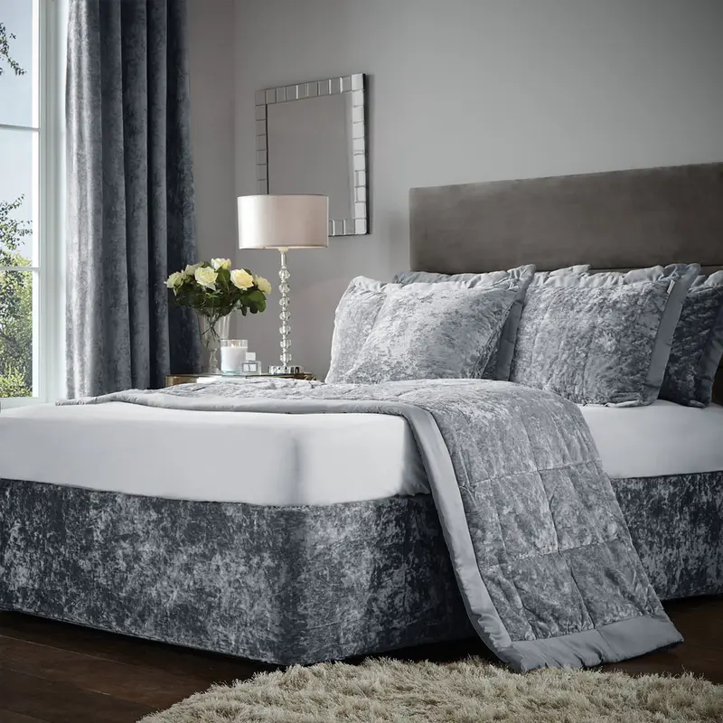 Crushed Velvet Divan Bedbase Wrap Valance Cover Single Double Super King Bedding Size 1