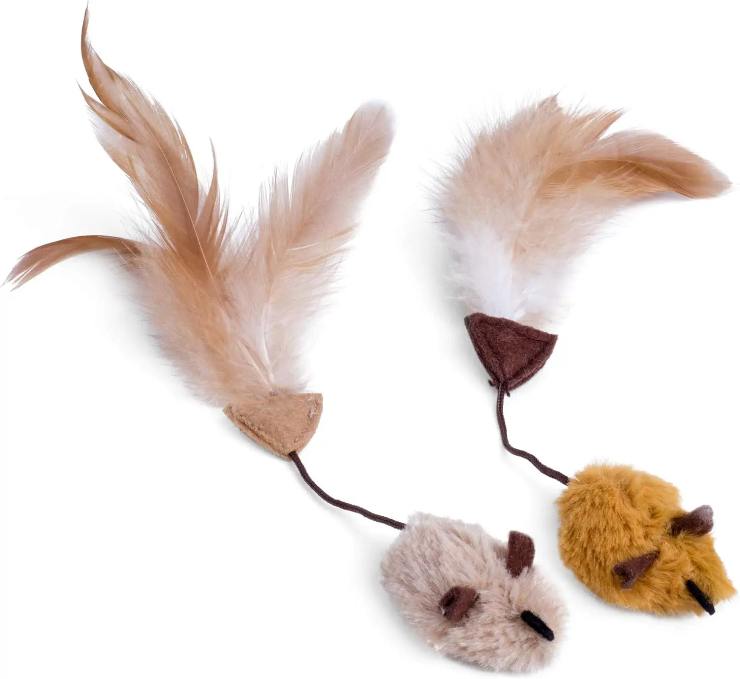 Petface Feather Tail Mice Cat Toy, Pack of 2