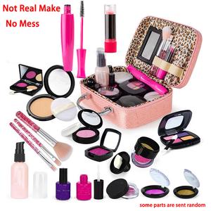 Pretend Play Makeup Toy, 20pcs/set Including Pressed Powder, Puff, Lipstick, Mascara, Eyeshadow, Nail Polish, Brush, Lotion Bottle, Glitter Powder, Blush, Bag