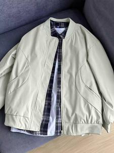 Men's Solid Color Baseball Collar Jacket, Casual Fashion Comfy Bomber Jacket for Daily Outdoor Wear, Men Clothing for Fall & Winter