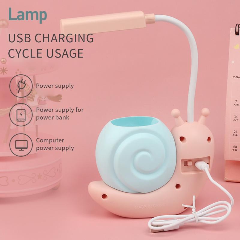 Cartoon Table Lamp Cute Snail Night Light USB Rechargeable LED Table Light Child Eye Protection Desk Lamp Reading Lamp With Pen 5