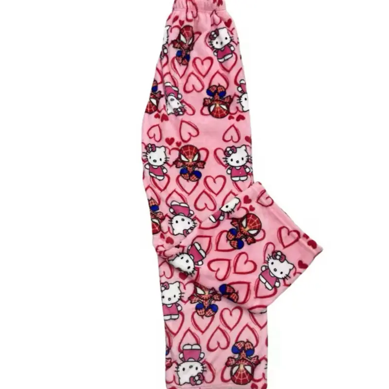 Hello Kitty fluffy kawaii spider man pjs trousers bottoms joggers cute 5