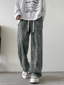 Men's Solid Color Tie Dye Drawstring Waist Sweatpants, Loose Casual Comfy Straight Leg Trousers for Spring & Fall, Men's Bottoms for Daily Wear