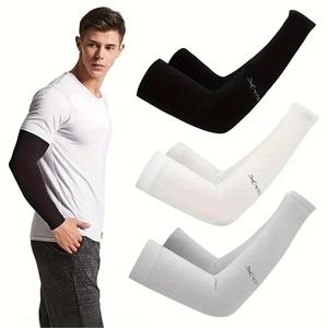 Sporty Unisex's 3 Pairs Letter Print Outdoor Arm Sleeves, Breathable Sun Protection Cooling Arm Sleeves, Sports Outdoor Sleeves for Golf Cycling Running Driving