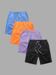 Men's Solid Color Bubble Grid Waistband Swim Shorts, Casual Comfy Breathable Swim Shorts for Summer, Men's Swimwear Bottoms for Outdoor Beach Vacation