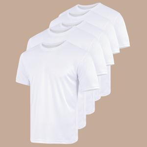 Absanoh Men's Plain Crew Neck Short Sleeve T-shirt 5Pc Pack, Basic Cotton T-shirt, Summer Outfits 2025, Casual Comfy Knitting Top For Summer Casual Tee For Summer and Spring Streetwear Menswear 2025 Top Shortsleeve White T Shirt, WorldofTshirts in Japan