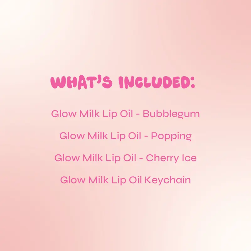 Glow Milk Lip Oil Set of 3 Shades - with Key Chain - Non-Sticky, Moisturising Formula with Jojoba Oil - The Beauty Crop 1