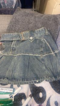 Product Review of 【2024】Retro Light Blue Sweet Spicy Girl Pleated Denim Skirt Summer New Korean Fashion High Waist Slimming A-line Short Skirt for Women3 from L**🐆 0