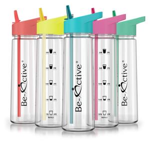 New Motivational Water Bottle Sports Time Markings tracker Bpa free flip straw