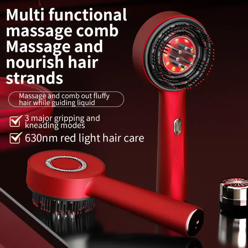Electric Scalp Massage Brush Cordless Electric Head Massager Comb Electric Massage Scalp Applicator Liquid Comb Vibration Hair Massage Scalp Brush Red Light Therapy Heating Massage Comb 1