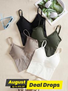 Women's Plain Criss Cross Backless Sports Bra, Breathable Sports Top for Yoga Gym Workout, Women's Sport & Outdoor Clothing for Summer All Seasons