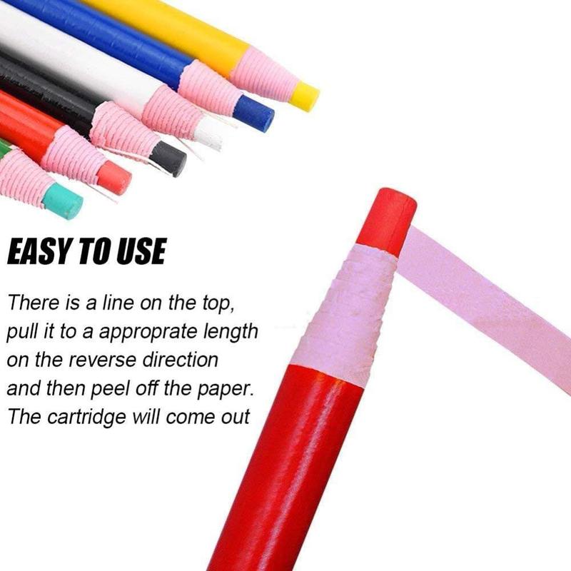 Lohas Select 12 Pieces Sewing Mark Chalk Pencil Tailor's Marking and Tracing Tools Free Cutting Chalk Sewing Fabric Pencil，6 Colors 3