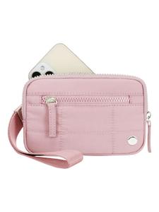 Women's Solid Color Nylon Zipper Wallet, Fashionable Lightweight Waterproof Phone Wallet Purse, Casual Versatile for Daily Used