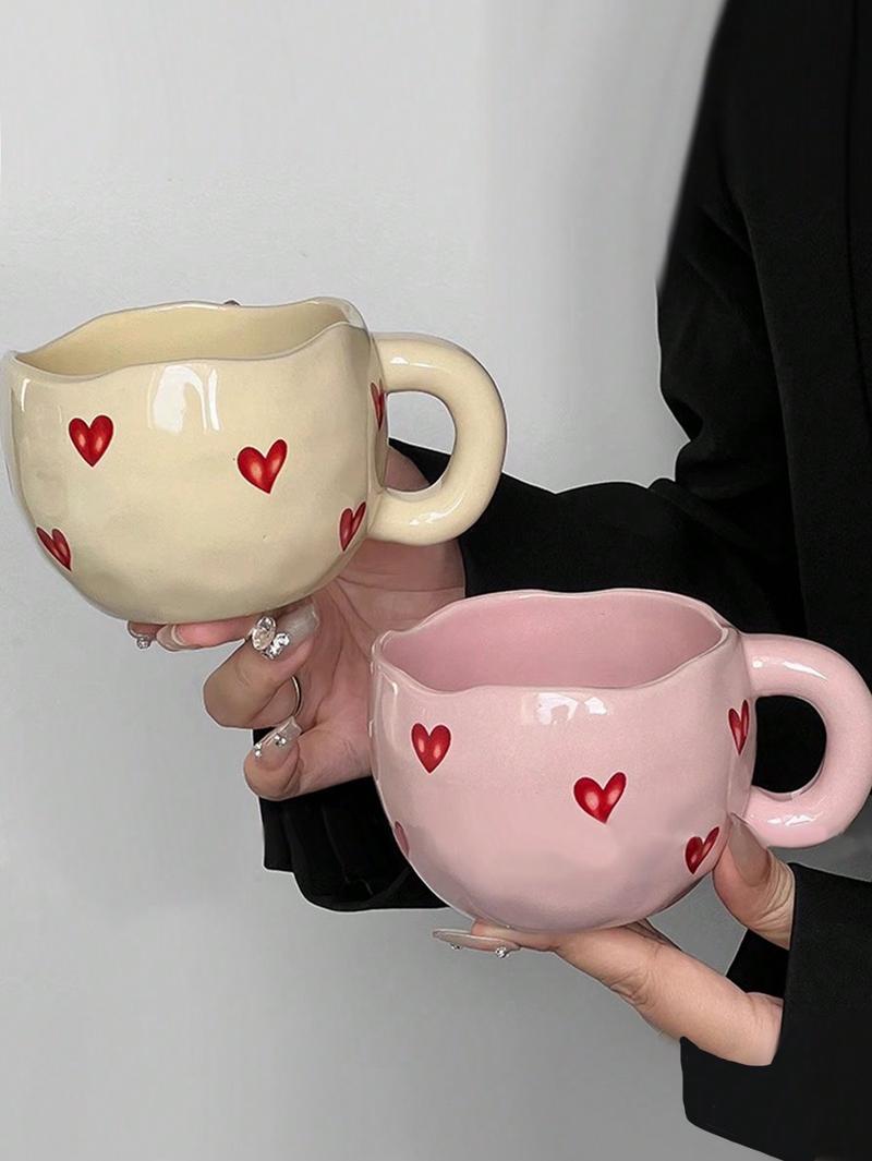 Product Introduction of 2025 New cute girls cupCreative Heart-Shaped Ceramic Cup, High Quality Household Water Cup, Cute Office Coffee Mug, Suitable For CouplesGood gift choice Drinkware Tumbler 10
