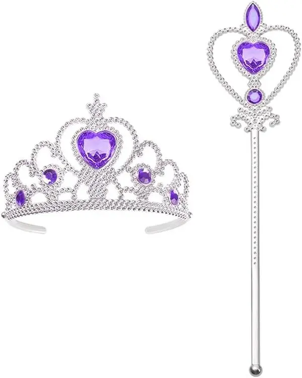 Elsa Princess Tiara, Tiara Crown and Fairy Wand Elsa Dress Up Accessories Set for Party, Cosplay 0