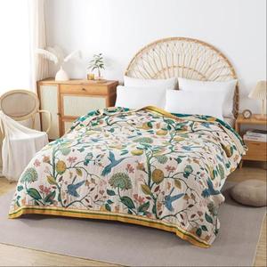 Floral Printed Machine Washable Bed Blanket, 1 Count Boho Style Soft Throw Blanket, Breathable Lightweight Blanket, Warm Nap Blanket for Home & Office, Warm Napping Blanket, Breathable Soft Blanket