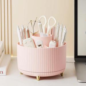 360° Rotatable Pen Holder, 1 Count Cute Desktop Stationery Storage Box, Desk Organizer for Home Office School Dormitory