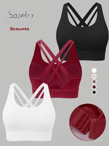 Basetry High Impact Sports Bra for Women - Criss-cross Back, Molded Cups, Hook and Eye Closure - High Support Running Bra, Sportsbra, Gym Workout Wear, Activewear
