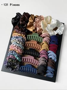 Solid Color Hair Accessories Sets, Simple High Elasticity Durable Strong Pull Hair Ties & Hair Claws, Casual Versatile Hair Accessories for Women & Girls