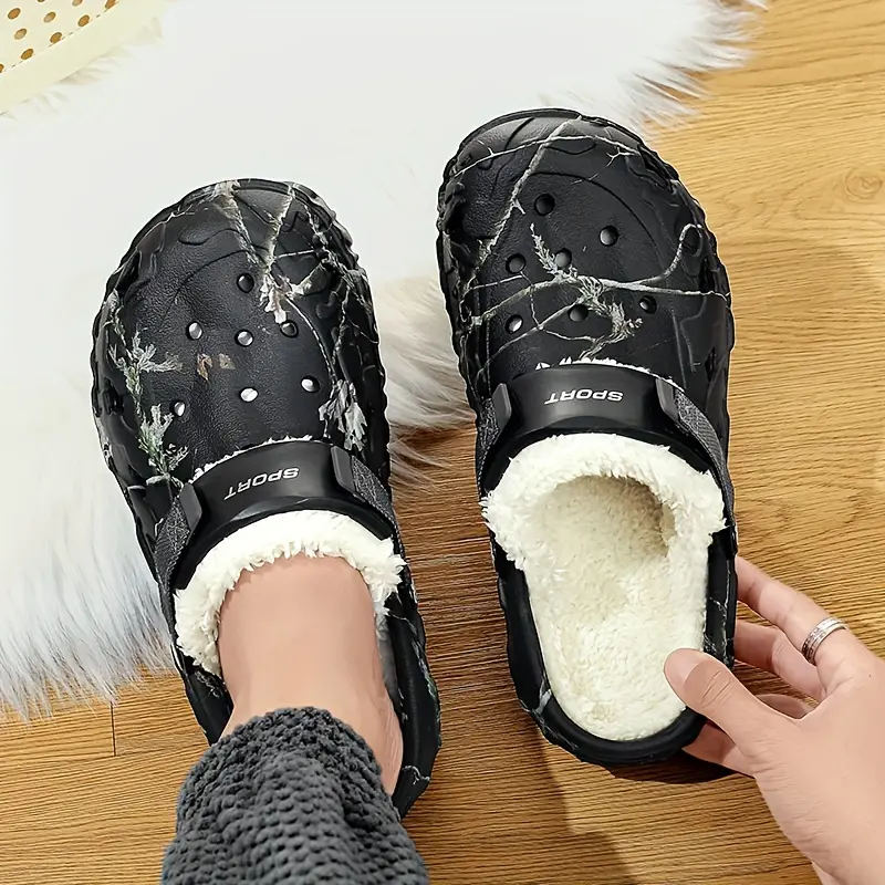 ORACEGRA        Men's Winter Warmth - Casual EVA Round - Toe Slip - On House Slippers with Fabric Lining and Non - Slip Design for Fall and Winter 3
