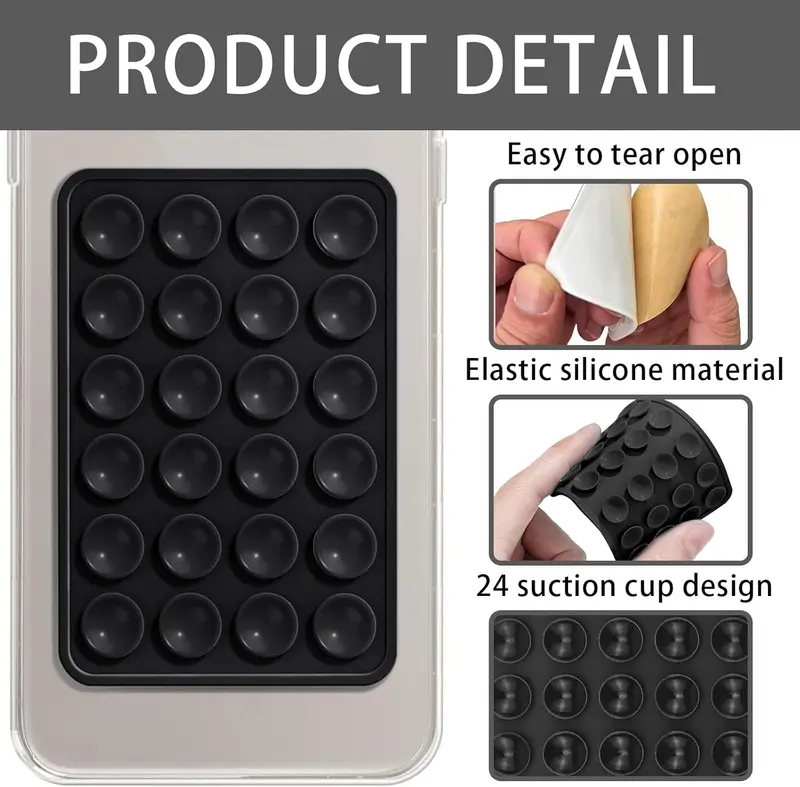 6 PCS Sticky Phone Grip, Silicone Suction Cup Holders, Suction Cup Holder, Anti-Slip Phone Sticker for Walls, glass, tiles, Compatible with All Phones and Cases 2