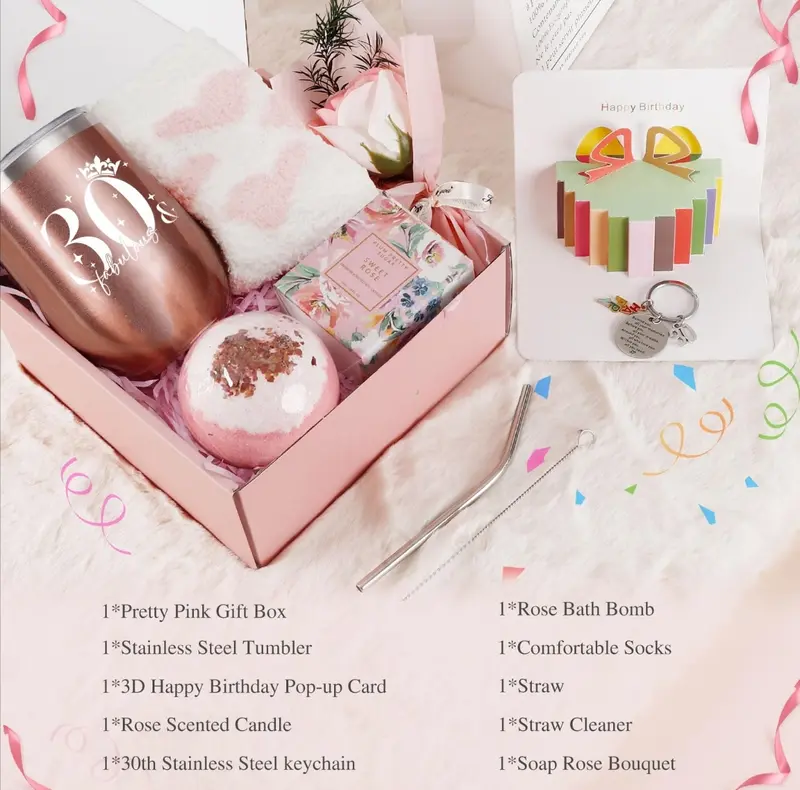 Birthday Gifts for Women, Gifts for Her, Mum, Best Friends, Sister, Wife, Girlfriend, Happy Birthday Hamper Gift Set for Women, Birthday Gift Ideas, Unique Gift Basket Birthday Presents for Women  Any Age 18th Birthday 30th Birthday 7