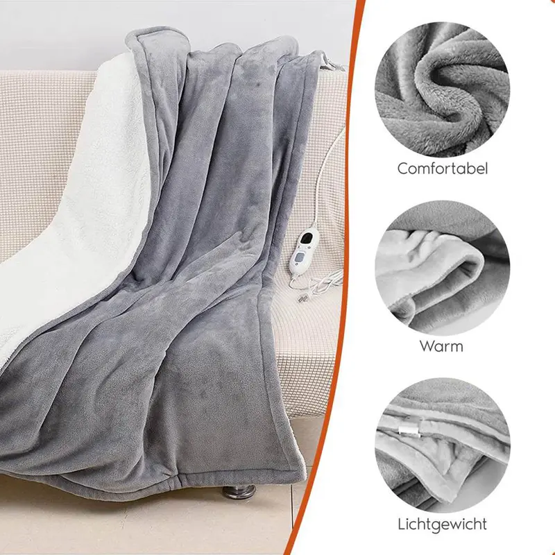 Ultra Soft Double Layer Electric Heated Throw Blanket with Adjustable Heat Settings & Overheat Protection by OLIVIA ROCCO 2
