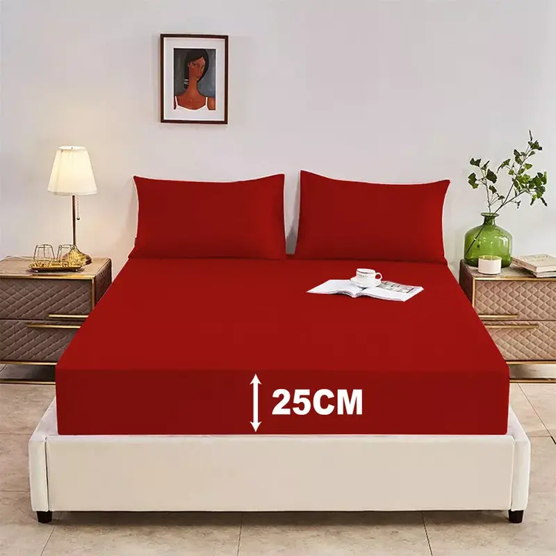 New  Fitted Bed Sheet 25cm Extra Deep, Wrinkle, Fade, and Stain Resistant Polycotton Fitted Sheet, Luxurious and Cosy Soft Non-Iron Bedding Fitted Bottom Sheets 4